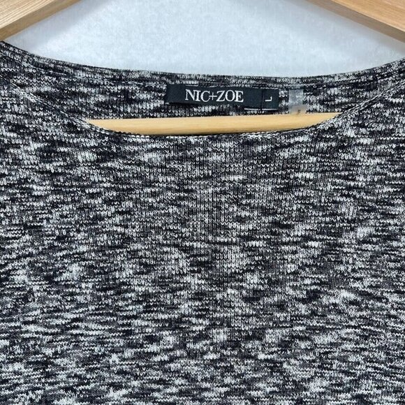 Nic + Zoe Black And White Flared Sleeve Pullover Cotton Modal Blend Sweater L - Picture 2 of 5